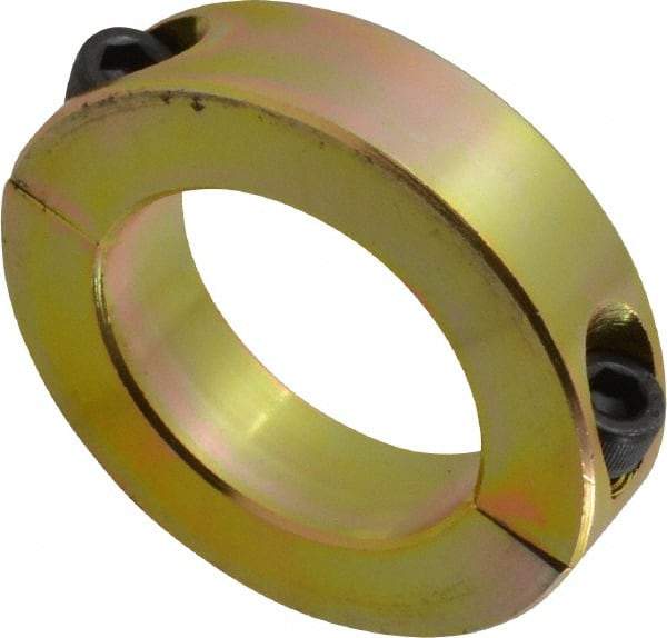 Climax Metal Products - 1-1/2" Bore, Steel, Two Piece Clamping Shaft Collar - 2-3/8" Outside Diam, 9/16" Wide - Exact Industrial Supply