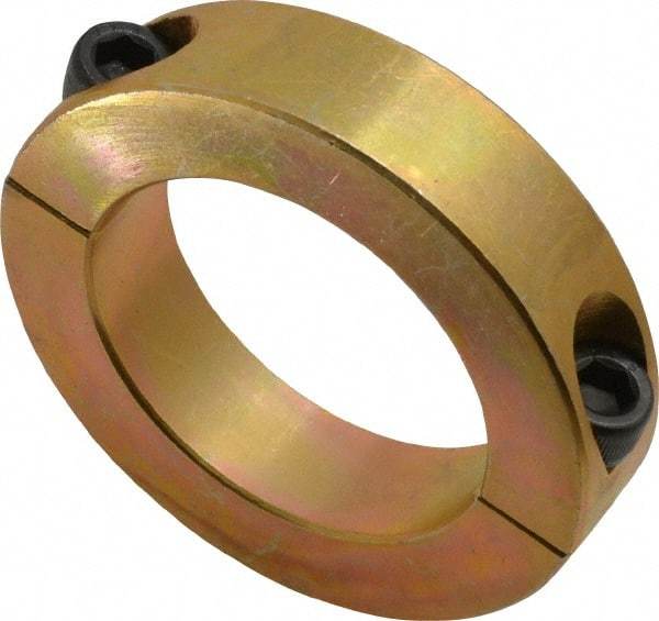 Climax Metal Products - 2" Bore, Steel, Two Piece Clamping Shaft Collar - 3" Outside Diam, 11/16" Wide - Exact Industrial Supply