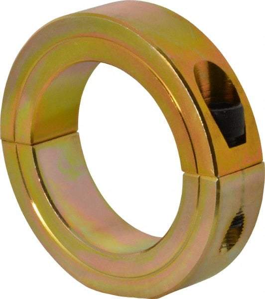 Climax Metal Products - 2-3/16" Bore, Steel, Two Piece Clamping Shaft Collar - 3-1/4" Outside Diam, 3/4" Wide - Exact Industrial Supply