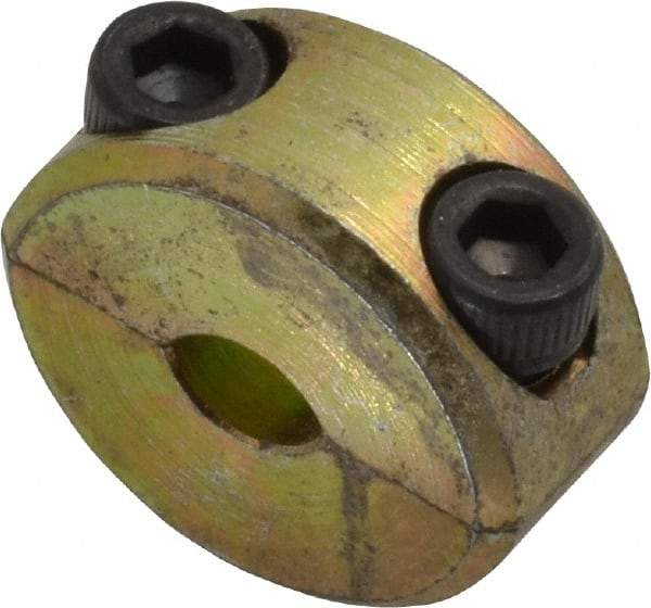 Climax Metal Products - 3/16" Bore, Steel, Two Piece Clamping Shaft Collar - 5/8" Outside Diam, 9/32" Wide - Exact Industrial Supply