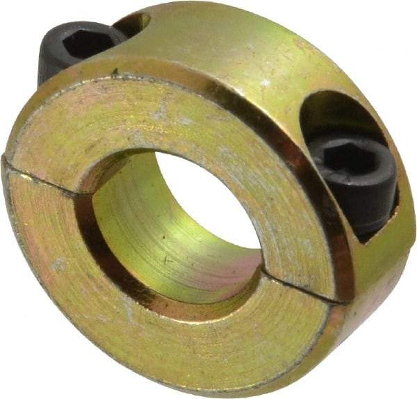Climax Metal Products - 7/16" Bore, Steel, Two Piece Clamping Shaft Collar - 15/16" Outside Diam, 11/32" Wide - Exact Industrial Supply