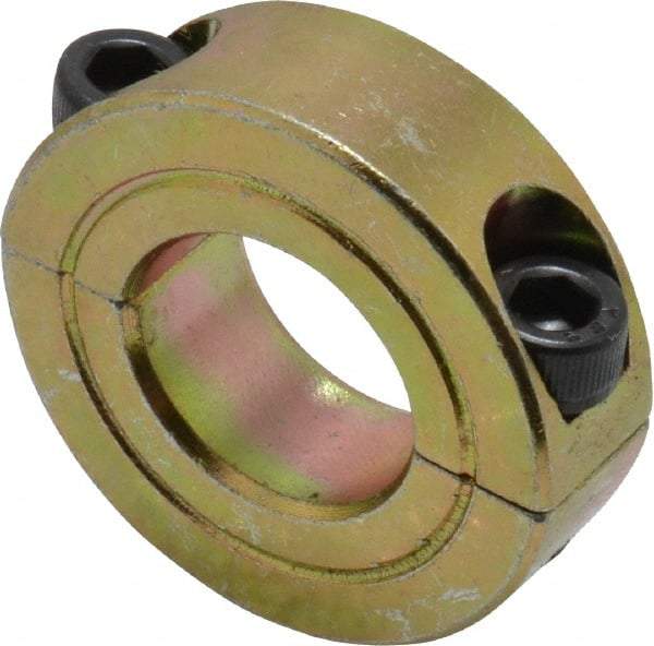 Climax Metal Products - 11/16" Bore, Steel, Two Piece Clamping Shaft Collar - 1-3/8" Outside Diam, 7/16" Wide - Exact Industrial Supply