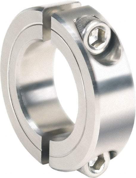 Climax Metal Products - 2-3/4" Bore, Stainless Steel, Two Piece Clamping Shaft Collar - 4" Outside Diam, 7/8" Wide - Exact Industrial Supply