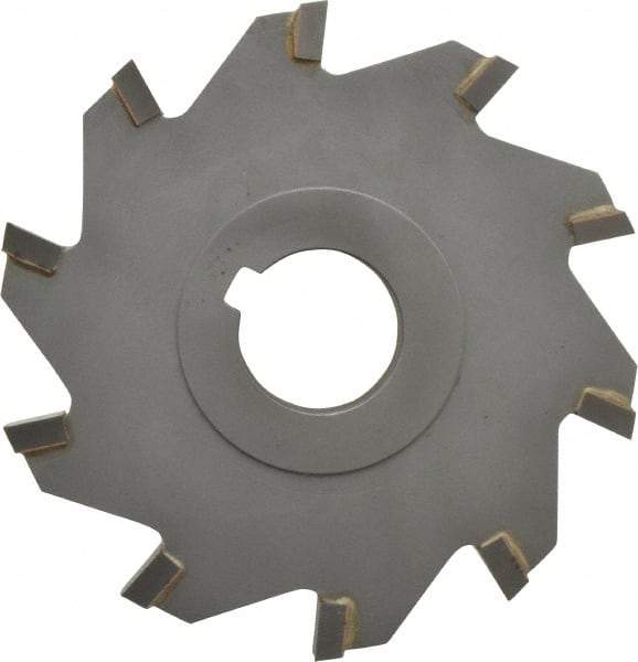 Made in USA - 4" Diam x 1/2" Width of Cut, 10 Teeth, Carbide Tipped Side Milling Cutter - Straight Teeth, Uncoated - Exact Industrial Supply
