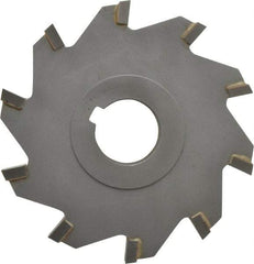 Made in USA - 4" Diam x 1/2" Width of Cut, 10 Teeth, Carbide Tipped Side Milling Cutter - Straight Teeth, Uncoated - Exact Industrial Supply