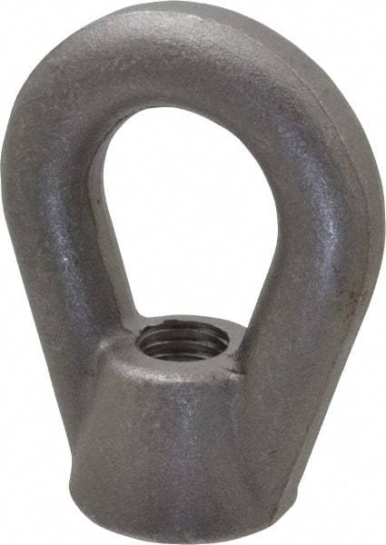 Gibraltar - 10,600 Lb Capacity, 3/4-10 Thread, Self Colored, Carbon Steel Heavy Duty Lifting Eye Nut - Grade C-1030, 3-7/8" High, 1-1/2" Inside & 3" Outside Eye Diam, 3" Bell/Base Width - Exact Industrial Supply