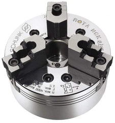 Schunk - 3 Jaws, 12-1/2" Chuck Diam, A2-8 Mount, 3.583" Through Hole, Hydraulic Power Lathe Chuck - 32,592 Lb Force per Jaw, 3,300 RPM, Steel Body - Exact Industrial Supply