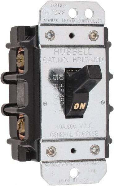 Hubbell Wiring Device-Kellems - 2 Poles, 40 Amp, Open Toggle Manual Motor Starter - 15 hp, CSA Certified & UL Listed - Exact Industrial Supply