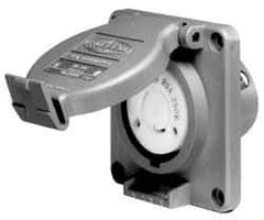 Hubbell Wiring Device-Kellems - 125/250 VAC, 30 Amp, L14-30R NEMA, Self Grounding Receptacle - 3 Poles, 4 Wire, Female End, Gray - Exact Industrial Supply