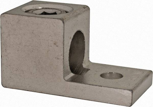 Thomas & Betts - 6 AWG Noninsulated Square Ring Terminal - 5/16" Stud, 2" OAL x 1" Wide, Tin Plated Aluminum Contact - Exact Industrial Supply