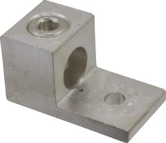 Thomas & Betts - 4 AWG Noninsulated Compression Connection Square Ring Terminal - 3/8" Stud, 2-13/16" OAL x 1-1/2" Wide, Tin Plated Aluminum Contact - Exact Industrial Supply