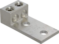 Thomas & Betts - 6 AWG Noninsulated Compression Connection Rectangle Ring Terminal - 1/2" Stud, 4-1/4" OAL x 2-19/64" Wide, Tin Plated Aluminum Contact - Exact Industrial Supply