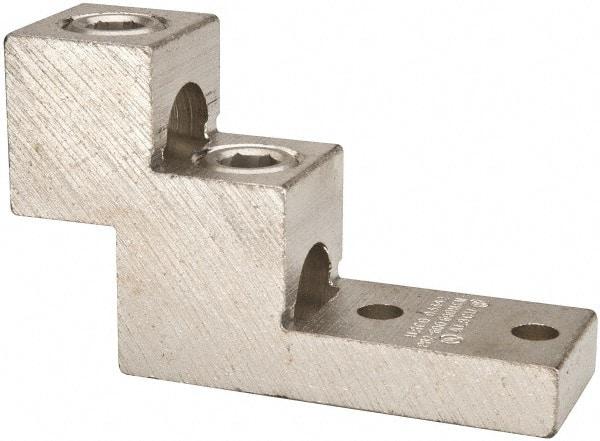 Thomas & Betts - 2 AWG Noninsulated Compression Connection Rectangle Ring Terminal - 13/32" Stud, 4-29/32" OAL x 1-1/2" Wide, Tin Plated Aluminum Contact - Exact Industrial Supply