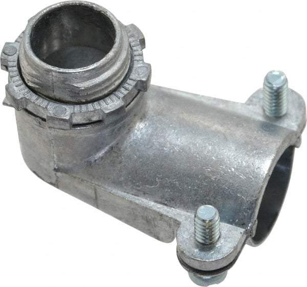 Thomas & Betts - 1/2" Trade, Die Cast Zinc Squeeze Clamp Angled FMC Conduit Connector - Noninsulated - Exact Industrial Supply
