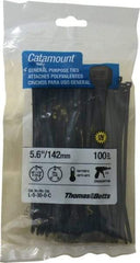 Thomas & Betts - 5.6" Long Black Nylon Standard Cable Tie - 30 Lb Tensile Strength, 1.21mm Thick, 1-1/4" Max Bundle Diam - Exact Industrial Supply