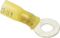 3M - 12-10 AWG Partially Insulated Crimp Connection Circular Ring Terminal - 1/4" Stud, 1.2" OAL x 0.59" Wide, Copper Contact - Exact Industrial Supply