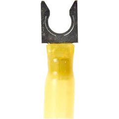 3M - 1/4" Stud, 12 to 10 AWG Compatible, Partially Insulated, Crimp Connection, Locking Fork Terminal - Exact Industrial Supply