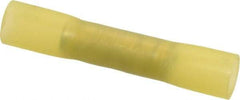 3M - 12 to 10 AWG Compatible, Heat Shrink & Nylon Fully Insulated, Crimp-On Butt Splice Terminal - 2 Wire Entries, 1-1/2" OAL, Yellow - Exact Industrial Supply