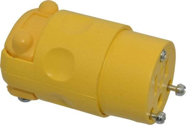 Leviton - 125 VAC, 15 Amp, 5-15R NEMA, Straight, Self Grounding, Residential Grade Connector - 2 Pole, 3 Wire, 1 Phase, PVC, Yellow - Exact Industrial Supply