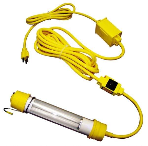 Made in USA - 120 Volt, 13 Watt, Electric, Fluorescent Portable Hook Work Light - 25' Cord, 1 Head - Exact Industrial Supply