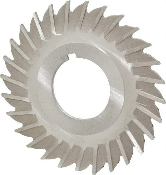 Made in USA - 2-1/2" Blade Diam x 1/16" Blade Thickness, 7/8" Hole, 28 Teeth, High Speed Steel Side Chip Saw - Straight Tooth, Arbor Connection, Right Hand Cut, Uncoated, with Keyway - Exact Industrial Supply