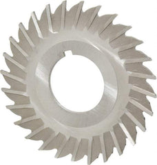 Made in USA - 2-1/2" Blade Diam x 1/16" Blade Thickness, 7/8" Hole, 28 Teeth, High Speed Steel Side Chip Saw - Straight Tooth, Arbor Connection, Right Hand Cut, Uncoated, with Keyway - Exact Industrial Supply