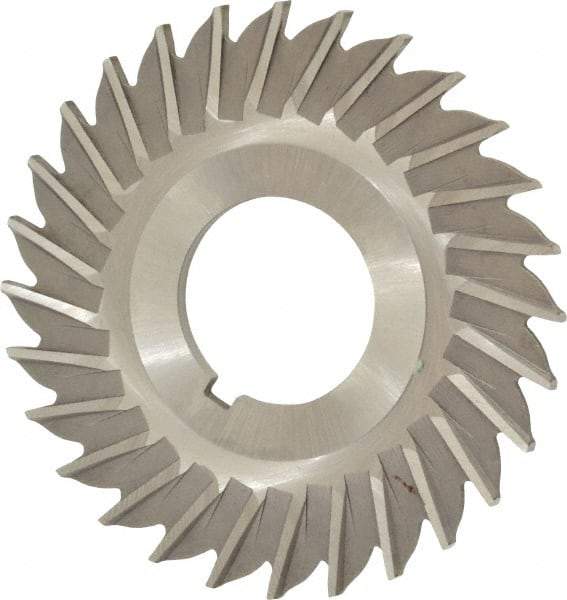 Made in USA - 2-1/2" Blade Diam x 3/32" Blade Thickness, 7/8" Hole, 28 Teeth, High Speed Steel Side Chip Saw - Straight Tooth, Arbor Connection, Right Hand Cut, Uncoated, with Keyway - Exact Industrial Supply