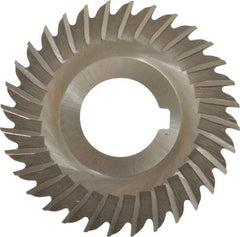 Made in USA - 3" Blade Diam x 1/16" Blade Thickness, 1" Hole, 32 Teeth, High Speed Steel Side Chip Saw - Straight Tooth, Arbor Connection, Right Hand Cut, Uncoated, with Keyway - Exact Industrial Supply