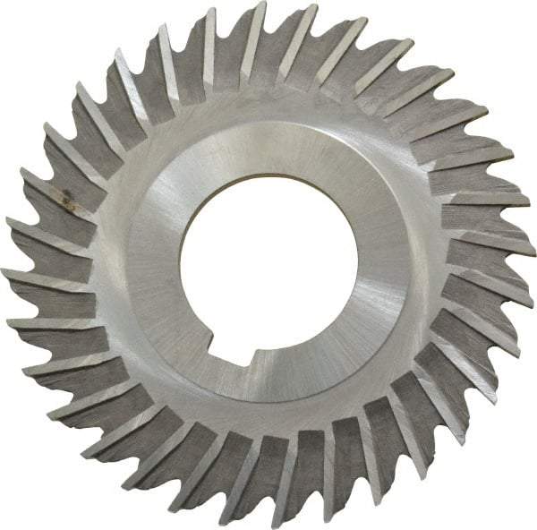 Made in USA - 3" Blade Diam x 3/32" Blade Thickness, 1" Hole, 32 Teeth, High Speed Steel Side Chip Saw - Straight Tooth, Arbor Connection, Right Hand Cut, Uncoated, with Keyway - Exact Industrial Supply