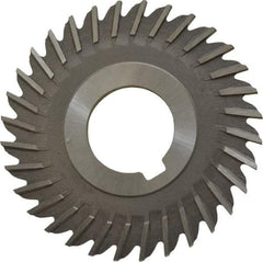 Made in USA - 3" Blade Diam x 1/8" Blade Thickness, 1" Hole, 32 Teeth, High Speed Steel Side Chip Saw - Straight Tooth, Arbor Connection, Right Hand Cut, Uncoated, with Keyway - Exact Industrial Supply