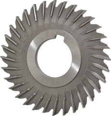 Made in USA - 3" Blade Diam x 9/64" Blade Thickness, 1" Hole, 32 Teeth, High Speed Steel Side Chip Saw - Straight Tooth, Arbor Connection, Right Hand Cut, Uncoated, with Keyway - Exact Industrial Supply
