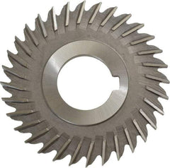 Made in USA - 3" Blade Diam x 11/64" Blade Thickness, 1" Hole, 32 Teeth, High Speed Steel Side Chip Saw - Straight Tooth, Arbor Connection, Right Hand Cut, Uncoated, with Keyway - Exact Industrial Supply