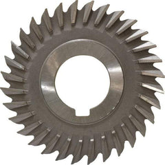 Made in USA - 3" Blade Diam x 7/32" Blade Thickness, 1" Hole, 32 Teeth, High Speed Steel Side Chip Saw - Straight Tooth, Arbor Connection, Right Hand Cut, Uncoated, with Keyway - Exact Industrial Supply