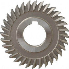 Made in USA - 3" Blade Diam x 1/4" Blade Thickness, 1" Hole, 32 Teeth, High Speed Steel Side Chip Saw - Straight Tooth, Arbor Connection, Right Hand Cut, Uncoated, with Keyway - Exact Industrial Supply