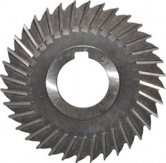 Made in USA - 4" Blade Diam x 9/64" Blade Thickness, 1-1/4" Hole, 36 Teeth, High Speed Steel Side Chip Saw - Straight Tooth, Arbor Connection, Right Hand Cut, Uncoated, with Keyway - Exact Industrial Supply