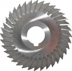 Made in USA - 4" Blade Diam x 1/16" Blade Thickness, 1" Hole, 36 Teeth, High Speed Steel Side Chip Saw - Straight Tooth, Arbor Connection, Right Hand Cut, Uncoated, with Keyway - Exact Industrial Supply