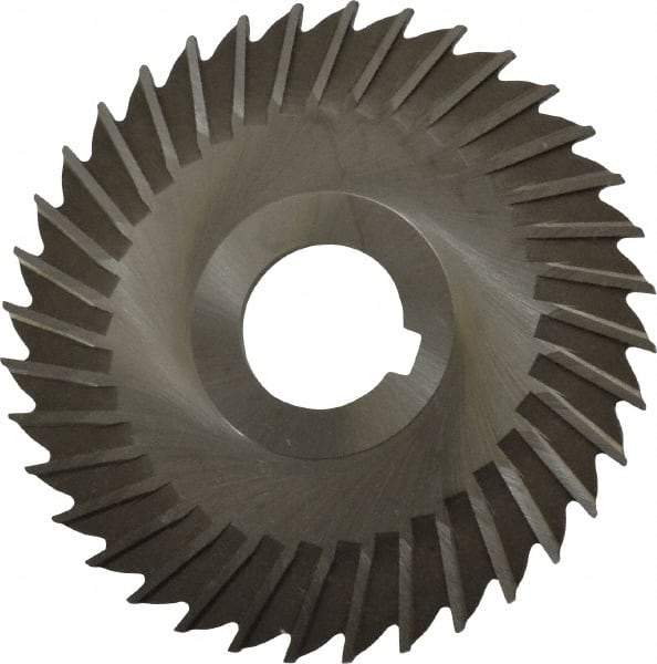 Made in USA - 4" Blade Diam x 7/64" Blade Thickness, 1" Hole, 36 Teeth, High Speed Steel Side Chip Saw - Straight Tooth, Arbor Connection, Right Hand Cut, Uncoated, with Keyway - Exact Industrial Supply
