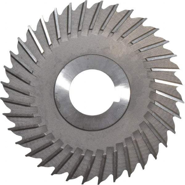 Made in USA - 4" Blade Diam x 1/8" Blade Thickness, 1" Hole, 36 Teeth, High Speed Steel Side Chip Saw - Straight Tooth, Arbor Connection, Right Hand Cut, Uncoated, with Keyway - Exact Industrial Supply