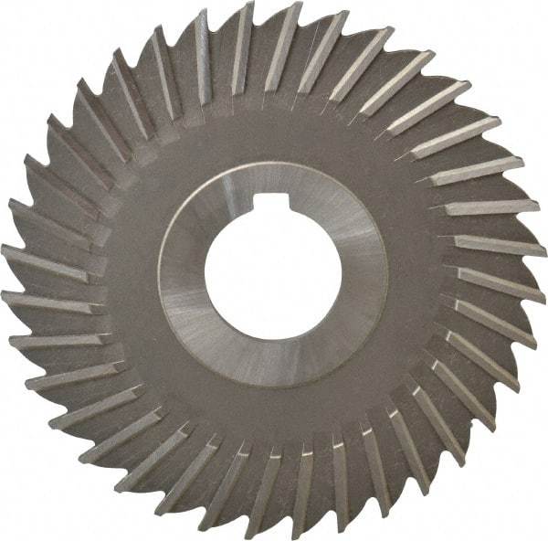 Made in USA - 4" Blade Diam x 9/64" Blade Thickness, 1" Hole, 36 Teeth, High Speed Steel Side Chip Saw - Straight Tooth, Arbor Connection, Right Hand Cut, Uncoated, with Keyway - Exact Industrial Supply