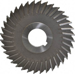Made in USA - 4" Blade Diam x 11/64" Blade Thickness, 1" Hole, 36 Teeth, High Speed Steel Side Chip Saw - Straight Tooth, Arbor Connection, Right Hand Cut, Uncoated, with Keyway - Exact Industrial Supply