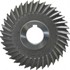 Made in USA - 4" Blade Diam x 3/16" Blade Thickness, 1" Hole, 36 Teeth, High Speed Steel Side Chip Saw - Straight Tooth, Arbor Connection, Right Hand Cut, Uncoated, with Keyway - Exact Industrial Supply