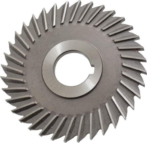 Made in USA - 4" Blade Diam x 7/32" Blade Thickness, 1" Hole, 36 Teeth, High Speed Steel Side Chip Saw - Straight Tooth, Arbor Connection, Right Hand Cut, Uncoated, with Keyway - Exact Industrial Supply