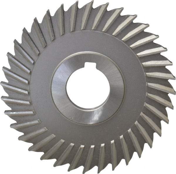 Made in USA - 4" Blade Diam x 1/4" Blade Thickness, 1" Hole, 36 Teeth, High Speed Steel Side Chip Saw - Straight Tooth, Arbor Connection, Right Hand Cut, Uncoated, with Keyway - Exact Industrial Supply