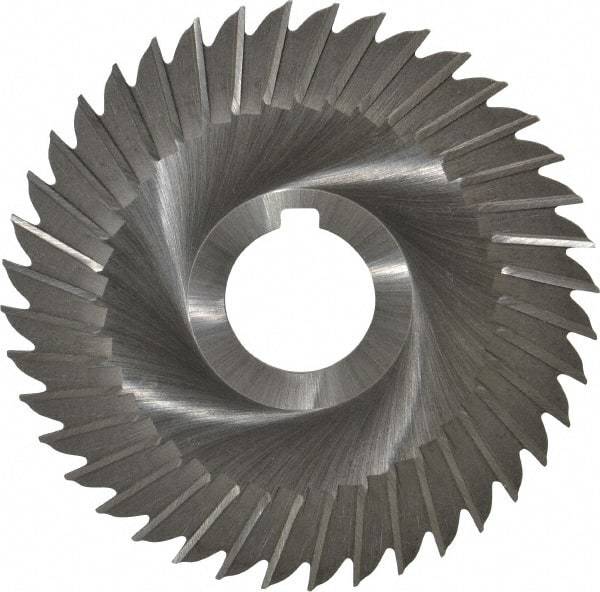 Made in USA - 5" Blade Diam x 3/32" Blade Thickness, 1-1/4" Hole, 40 Teeth, High Speed Steel Side Chip Saw - Straight Tooth, Arbor Connection, Right Hand Cut, Uncoated, with Keyway - Exact Industrial Supply