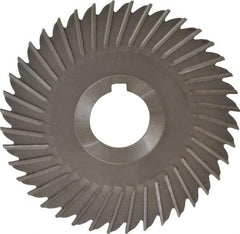 Made in USA - 5" Blade Diam x 1/8" Blade Thickness, 1-1/4" Hole, 40 Teeth, High Speed Steel Side Chip Saw - Straight Tooth, Arbor Connection, Right Hand Cut, Uncoated, with Keyway - Exact Industrial Supply