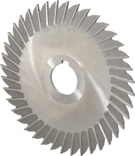 Made in USA - 5" Blade Diam x 3/32" Blade Thickness, 1" Hole, 40 Teeth, High Speed Steel Side Chip Saw - Straight Tooth, Arbor Connection, Right Hand Cut, Uncoated, with Keyway - Exact Industrial Supply