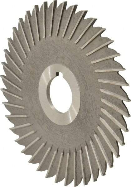 Made in USA - 5" Blade Diam x 1/8" Blade Thickness, 1" Hole, 40 Teeth, High Speed Steel Side Chip Saw - Straight Tooth, Arbor Connection, Right Hand Cut, Uncoated, with Keyway - Exact Industrial Supply