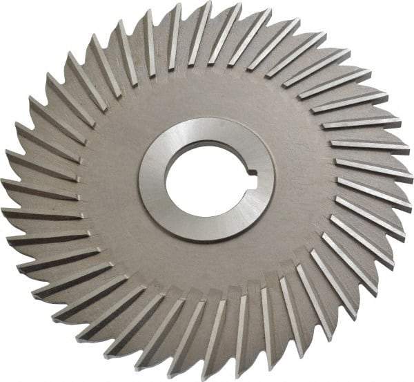 Made in USA - 5" Blade Diam x 3/16" Blade Thickness, 1" Hole, 40 Teeth, High Speed Steel Side Chip Saw - Straight Tooth, Arbor Connection, Right Hand Cut, Uncoated, with Keyway - Exact Industrial Supply