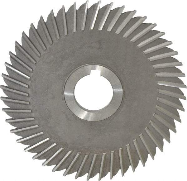 Made in USA - 6" Blade Diam x 7/32" Blade Thickness, 1-1/4" Hole, 48 Teeth, High Speed Steel Side Chip Saw - Straight Tooth, Arbor Connection, Right Hand Cut, Uncoated, with Keyway - Exact Industrial Supply