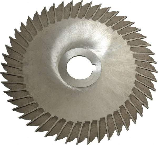 Made in USA - 6" Blade Diam x 3/32" Blade Thickness, 1" Hole, 48 Teeth, High Speed Steel Side Chip Saw - Straight Tooth, Arbor Connection, Right Hand Cut, Uncoated, with Keyway - Exact Industrial Supply